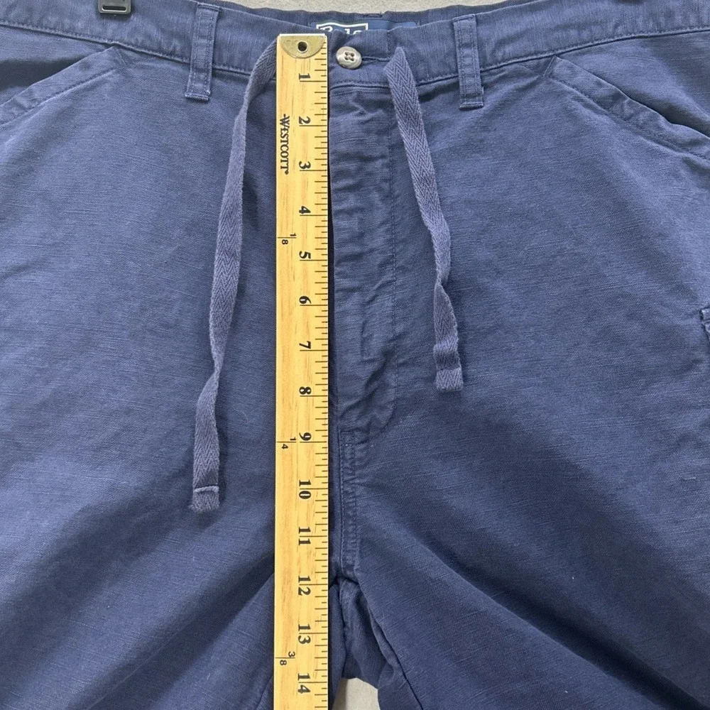 Vintage Polo Ralph Lauren Cargo Pants Men XL Blue Linen Blend Drawstring Relaxed